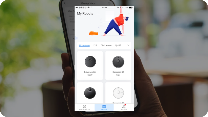 Aplikacja Roborock iOS - robot widoczny po połączeniu